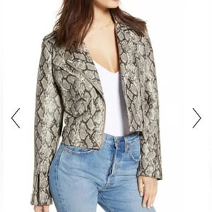 BLANKNYC Snake Print Faux-Leather Moto Jacket
